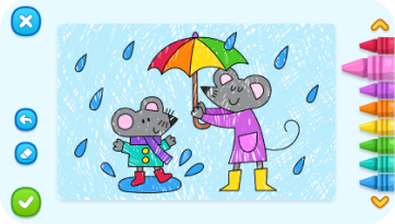 Mice, umbrella, rain
